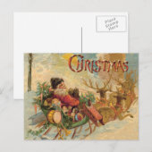 kerstman in zijn rendierslee feestdagenkaart (Voorkant / Achterkant)