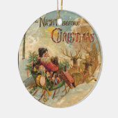 kerstman in zijn rendierslee keramisch ornament (Links)