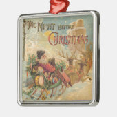  kerstman in zijn rendierslee metalen ornament (Links)