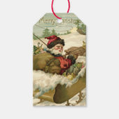 Kerstman in zijn slee cadeaulabel (Voorkant)