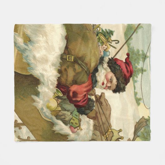 Kerstman in zijn slee fleece deken (Voorkant (Horizontaal))