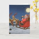 Kerstman in zijn slee kaart (Gele Bloem)