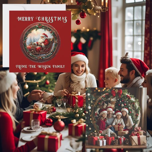 Kerstman in zijn slee kerstkaart
