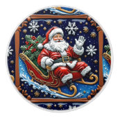 Kerstman in zijn slee Kerstmis Keramische Knop (Voorkant)