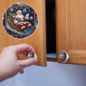 Kerstman in zijn slee Kerstmis Keramische Knop