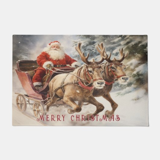 Kerstman in zijn slee met rendieren deurmat (Voorkant)