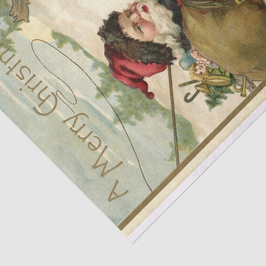 Kerstman in zijn slee met speelgoed Tissuepapier (Detail)