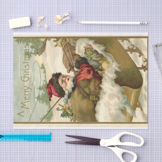 Kerstman in zijn slee met speelgoed Tissuepapier (Craft)