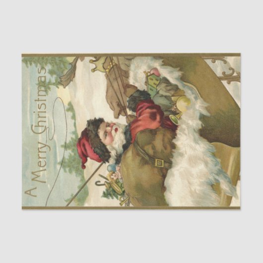 Kerstman in zijn slee tissuepapier (Voorkant)