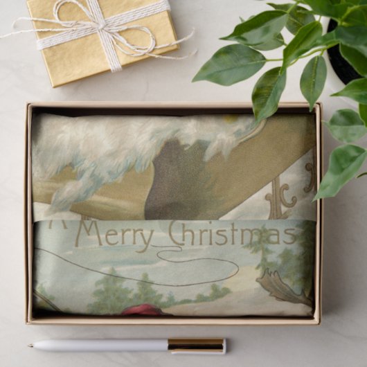 Kerstman in zijn slee tissuepapier (Geschenk)