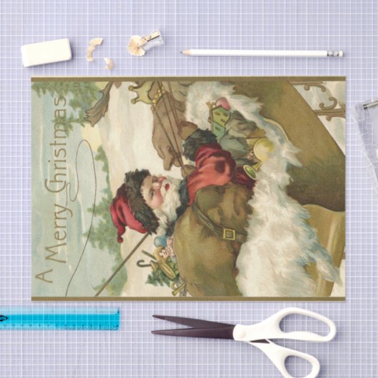 Kerstman in zijn slee tissuepapier (Craft)