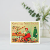 Kerstman in zijn werkplaats briefkaart (Staand voorkant)