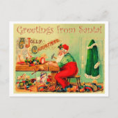 Kerstman in zijn werkplaats briefkaart (Voorkant)