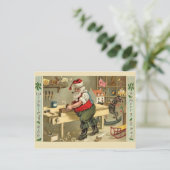 Kerstman in zijn werkplaats feestdagenkaart (Staand voorkant)