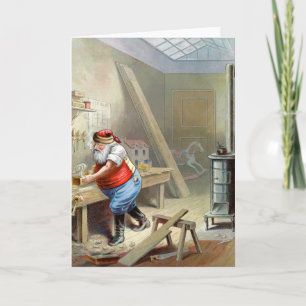Kerstman in zijn workshop feestdagen kaart