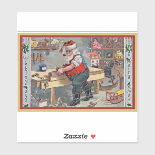Kerstman in zijn workshop sticker (Vel)
