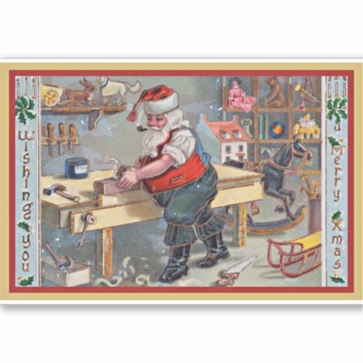 Kerstman in zijn workshop sticker (Voorkant)