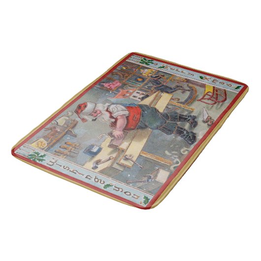 Kerstman in zijn Workshop, Vrolijk Kerstfeest, Badmat (Gekanteld)