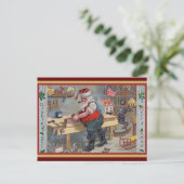 Kerstman in zijn Workshop, Vrolijk Kerstfeest, Briefkaart (Staand voorkant)
