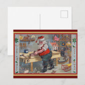 Kerstman in zijn Workshop, Vrolijk Kerstfeest, Briefkaart (Voorkant / Achterkant)