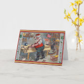 Kerstman in zijn Workshop, Vrolijk Kerstfeest, Kaart (Gele Bloem)