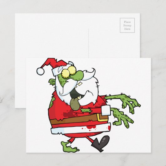 Kerstman in Zombie Feestdagenkaart (Voorkant / Achterkant)