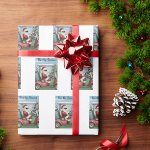 Kerstman in zonnebril Golfkar Tees het seizoen Cadeaupapier