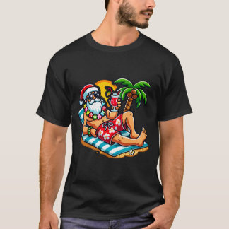 Kerstman in zwembroek zomer kerst strandfeest t-shirt