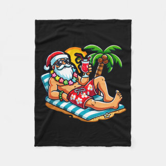Kerstman in zwembroek zomer kerstfeest op het stra fleece deken