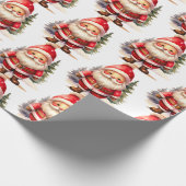  kerstman inpakpapier - wit (Hoek)