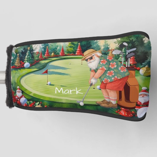 Kerstman is aan het golfen Hawaï shirt Golfheadcover (Voorkant)