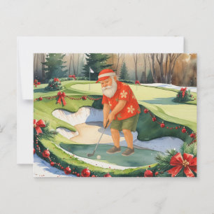 Kerstman is aan het golfen met Kerstmis in juli Briefkaart