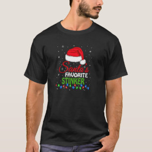Kerstman is favoriet Stinker Santa Hoed Lights Gra T-shirt