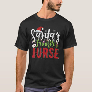 Kerstman is favoriete verpleegster Kerstmis Licht T-shirt