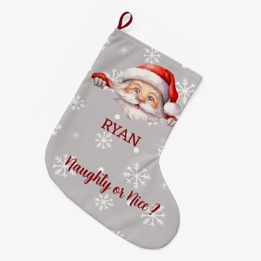 Kerstman is hier aangepaste naam en bericht grote kerstsok (Voorkant (Hangend))