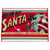 Kerstman is hier Retro Kerst Gift Bag Groot Cadeauzakje (Voorkant)