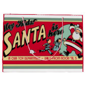 Kerstman is hier Retro Kerst Gift Bag Groot Cadeauzakje (Achterkant)