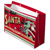 Kerstman is hier Retro Kerst Gift Bag Groot Cadeauzakje (Voorkant Gekanteld)