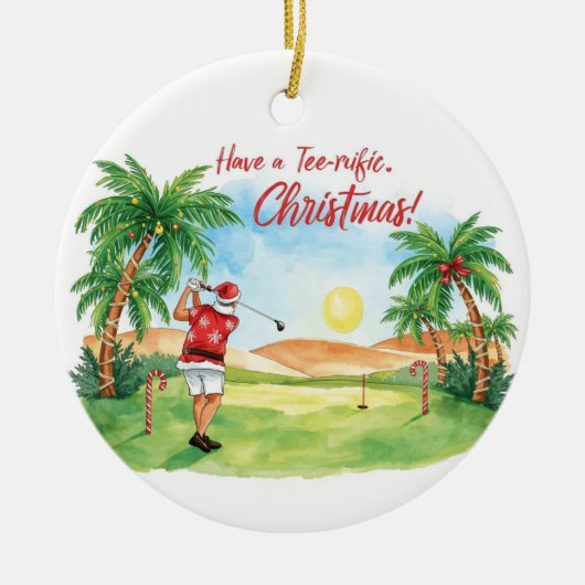 Kerstman is Kerstmis aan het golfen in Florida Keramisch Ornament (Voorkant)