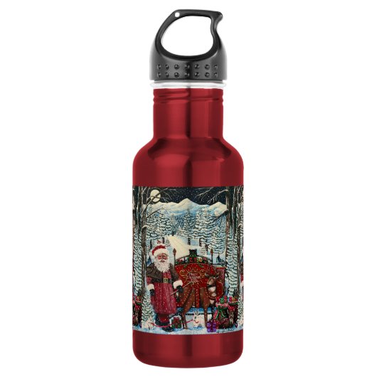 Kerstman is klaar voor Lanceer Kaars Waterfles (Voorkant)