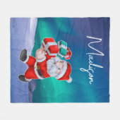 Kerstman is onderweg naar het noorderlicht kerst fleece deken (Voorkant (Horizontaal))