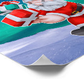 Kerstman is onderweg naar het noorderlicht kerst poster (Hoek)