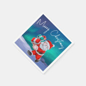 Kerstman is onderweg naar het noorderlicht kerst servet (Hoek)