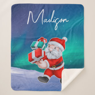 Kerstman is onderweg naar het noorderlicht kerst sherpa deken