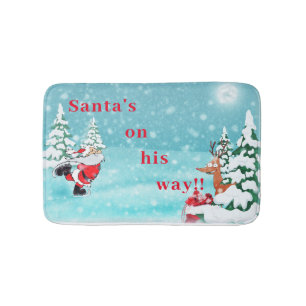 "Kerstman is onderweg" Winter Kerst Badmat