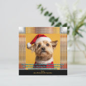 Kerstman is onderweg Yorkie kerstfoto Kaart (Staand voorkant)