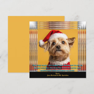 Kerstman is onderweg Yorkie kerstfoto Kaart