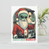 Kerstman is ontvoerd door een UFO Feestdagenkaart (Staand voorkant)