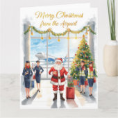 Kerstman is op het vliegveld kaart (Voorkant)