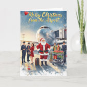 Kerstman is op het vliegveld kaart (Voorkant)